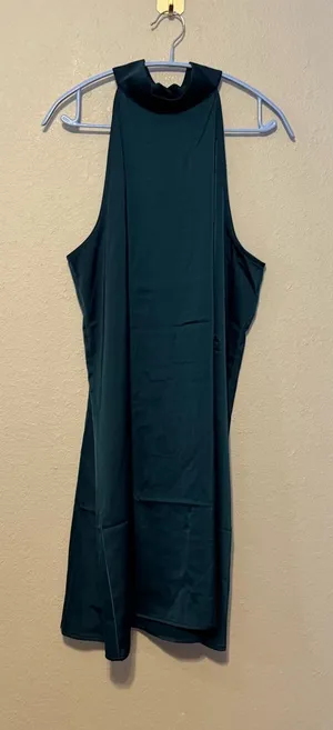 Banana Republic‎ Satin Halter Knee-Length Dress Dark Green Size Large NWT thumbnail 1