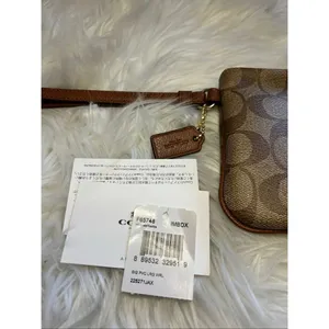 Coach Large Wristlet Clutch Top Zip Brown $125 signature C used thumbnail 4