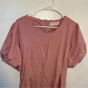 Evelett‎ J Style Women's Midi Fit & Flare Dress Short Sleeve Light Pink Crewneck thumbnail 2