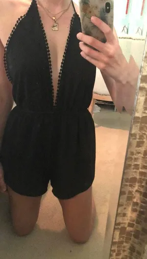 Deep V Romper Black thumbnail 1