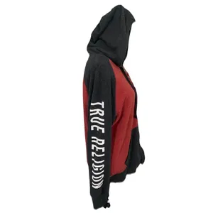 Unisex Raglan True Religion Sz M Red Zip Up Hoodie Sweatshirt thumbnail 3