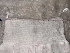 SheIn NWOT Smocked High-Rise Flounce Mini White Skirt thumbnail 2