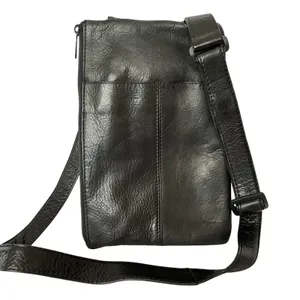 RARE HOBO International Vintage Black Leather Unisex Organizer Crossbody Bag thumbnail 3
