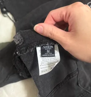 SHEIN Black Flame Distressed Cropped Denim Jacket — Medium thumbnail 5