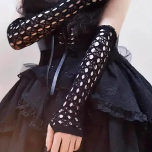 Black Hollow Out, Elegant Decorative Arm Cover, Leisure Style Fingerless Sleeves thumbnail 3