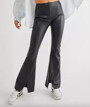Free People We The Free‎ Real Deal Slit Vegan Pants black sz 26 thumbnail 1