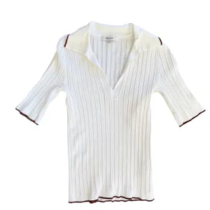 Madewell signature Knit Johnny Collar Sweater Contrast Trim NX533‎ XS thumbnail 5