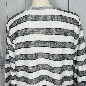 Style & Co Sweater Size L Black White Striped Long Sleeve Woven Knit thumbnail 8