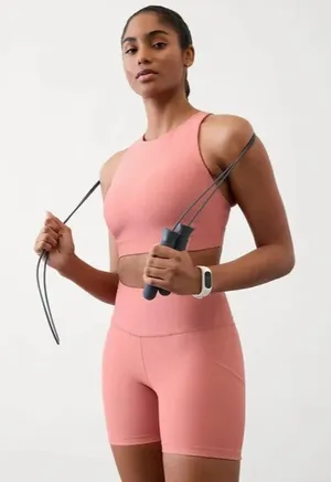 Athleta M Interval Stash 5" Bike Short Medium Natural Rose thumbnail 1