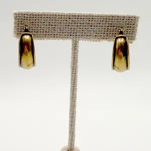 Gold Hoop Earrings Chunky Wide Tapered Vintage Style 80s Statemement Jewelry thumbnail 1