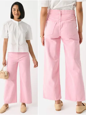 FRAME Le Jane Wide Leg Crop High Rise Jeans in Washed Dusty Pink Size 27 thumbnail 2