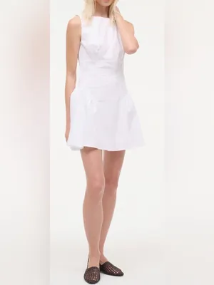 NEW STAUD Gwen white poplin cotton sleeveless Minidress Sz 8 thumbnail 2