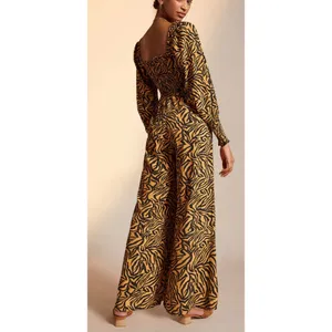 Kachel Anthropologie Tiger-Striped Wide Leg Jumpsuit 4 NWT $170 Animal Print thumbnail 2