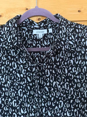 Chico's Zenergy Neema Bungee Hem Shirt Dress Animal Print Pockets Size Small thumbnail 5