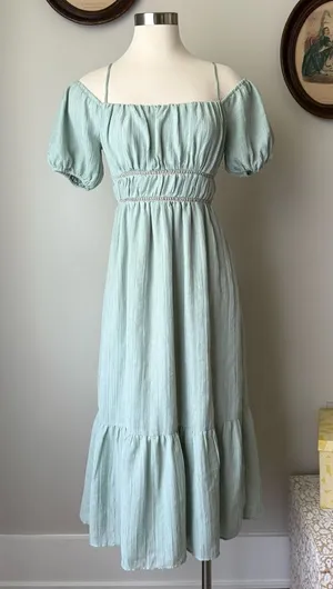 Sage green milkmaid dress - ASTR thumbnail 1