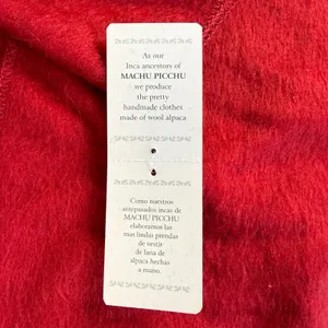 Capchatex Peru Alpaca Wool Scarf Unisex Winter Handmade Red Fringe Holiday Gift thumbnail 7