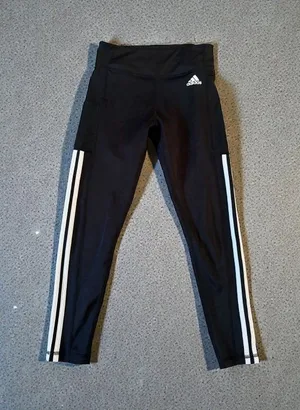 ADIDAS Women's Black Three Stripe Leggings Tights Size Medium thumbnail 1