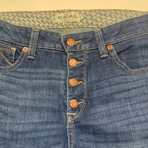 Ariat size 31 short high rise straight Real Denim Jeans Blue Stitching cowgirl r thumbnail 4