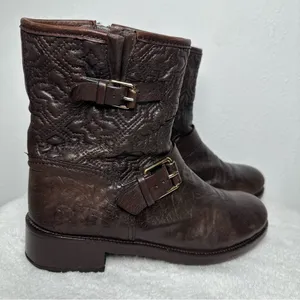Tory Burch Chrystie Biker Boots Moto Bikercore Quilted Leather thumbnail 5