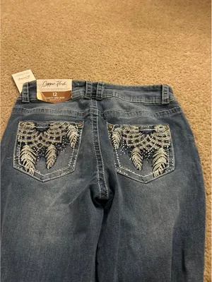 E294 Jeans copper flash curvy mid rise bootcut size 12 back pocket studs amazing thumbnail 4