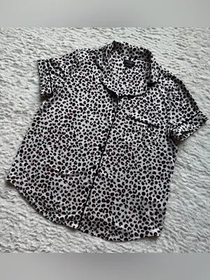Kate Spade New York Pajama Top S Collared Button Down Leopard Animal Print NWOT thumbnail 2
