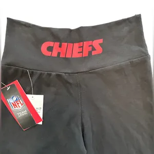 Forever 21 NFL collab Kansas City Chiefs black flare high rise yoga pants NWT LG thumbnail 7