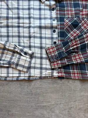RSQ Plaid Colorblock Cropped Long Sleeves Shirt Size XS Junior thumbnail 4