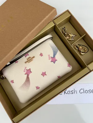 Coach Boxed Corner Zip Wristlet With Disco Star Print thumbnail 4