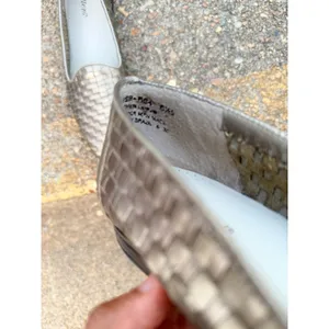 Trotters Womens 8.5‎ Woven Leather Loafers Metallic Pewter Gold Brazil 158-704 thumbnail 5