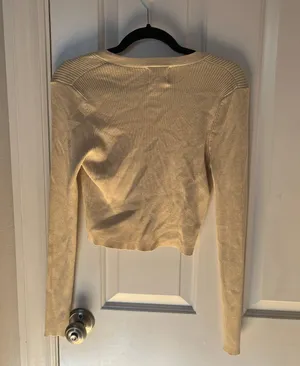 Princess Polly Yellow Cropped Button Up Sweater thumbnail 2
