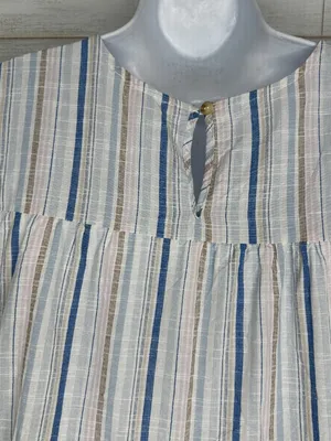 NWOT August Sky Striped Womens Mini Tiered Flutter Sleeve Dress Size Medium thumbnail 6