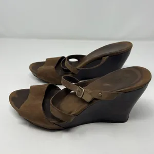 UGG Strappy Brown Leather Women's Wedge Sandals Size 9 Open Toe Ankle Strap thumbnail 5