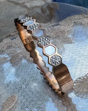 Rose Gold Hexagon Bracelet with Silver Accents thumbnail 1