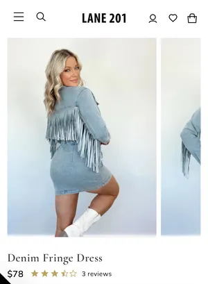 Lane 201 Denim Fringe Dress thumbnail 3