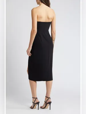 Amanda Uprichard Puzzle Strapless Midi Dress in Black M thumbnail 3