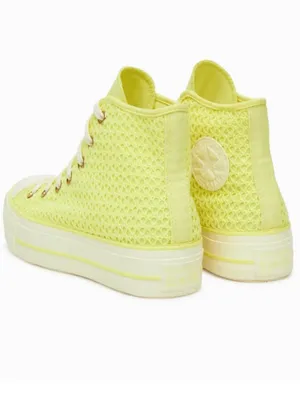 NEW Converse Wmns Chuck Taylor All Star Lift Platform Knit High 'Lemon Slushy' thumbnail 4