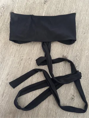 Edikted Black Ribbed Multi-Way Wrap Bandeau Crop Top (XS) thumbnail 3