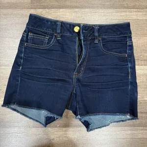 American Eagle Hi Rise Shortie dark wash denim shorts size 4 thumbnail 1