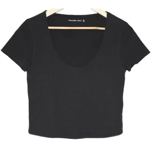 Womens Abercrombie & Fitch Black Cotton Basic Cropped Tee T-shirt Size Medium thumbnail 1