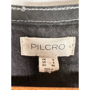 Pilcro Denim Mini Dress Womens 2 Black Zip Front Contrast Stitch‎ Racerback thumbnail 6
