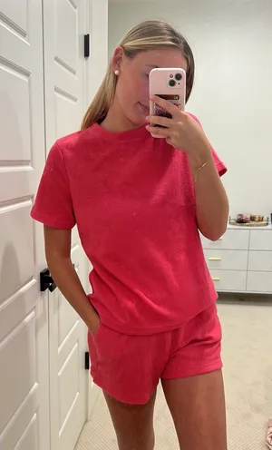 NWOT Pink Fleece Lounge Set Size M thumbnail 1