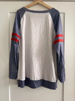 Grey Varsity Sweatshirt Crew Neck Gray Size XXL thumbnail 4
