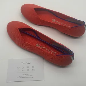 Rothy's The Point Persimmon Marine Heel Stripe Orange Flats Womens 10.5 thumbnail 4