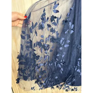 NWT Lulus Abundant Charm Navy Blue 3D Floral Applique Maxi Dress Cocktail Size S thumbnail 7