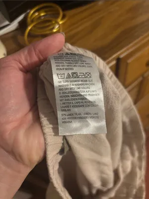 D&Co Light Beige Drawstring Wide-Leg Linen Blend Pants thumbnail 5