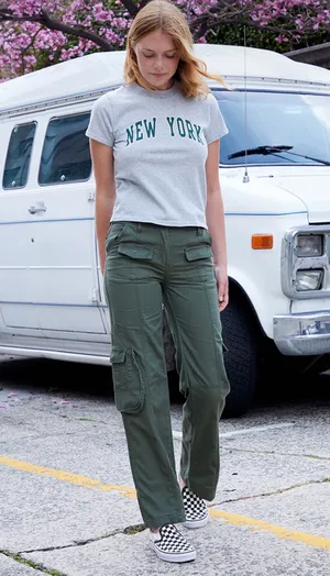 Brandy Melville Green Cargo Kim Pants thumbnail 3