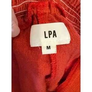LPA Pants Women Medium Red Gauzy Cotton Elastic Tie Waist High Rise‎ Tapered thumbnail 5