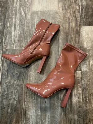 Aldo Glossy Mid-Calf Block Heel Boots in Chestnut Pink Size 6.5 thumbnail 15
