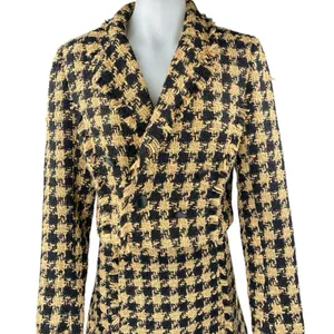 House of Harlow 1960 Yellow Black Gingham Long Sleeve Blazer Skirt 2 Pc Set S/M thumbnail 4