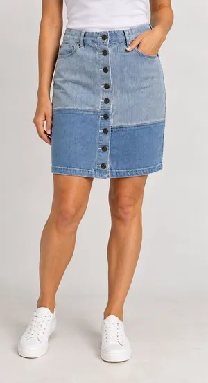 Buffalo David Bitton Catherine Stretch Denim Skirt Striped Button Front 16 Waist thumbnail 1